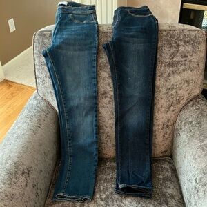 2 pr LOT of Old Navy skinny jeans, size XL (14-16).  One dark wash; one med wash